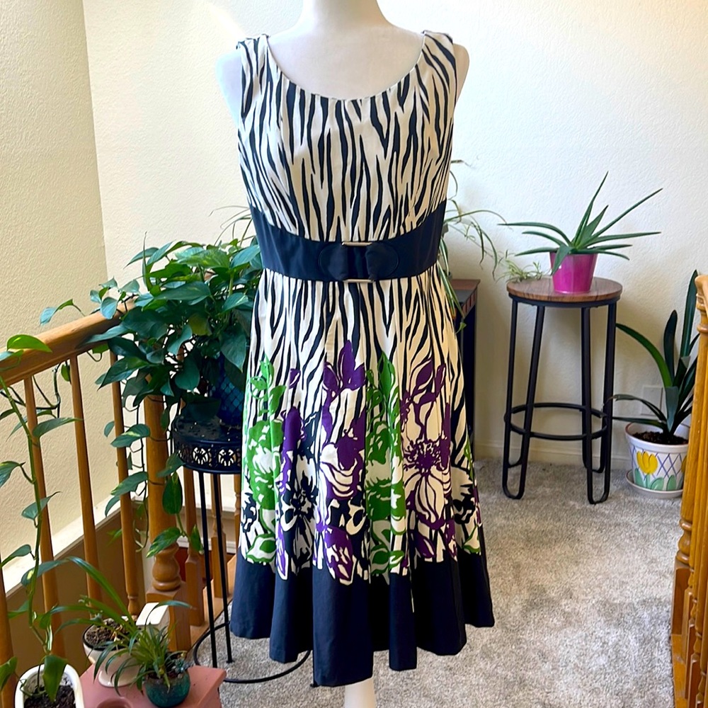 Danny & Nicole cotton zebra and floral dress